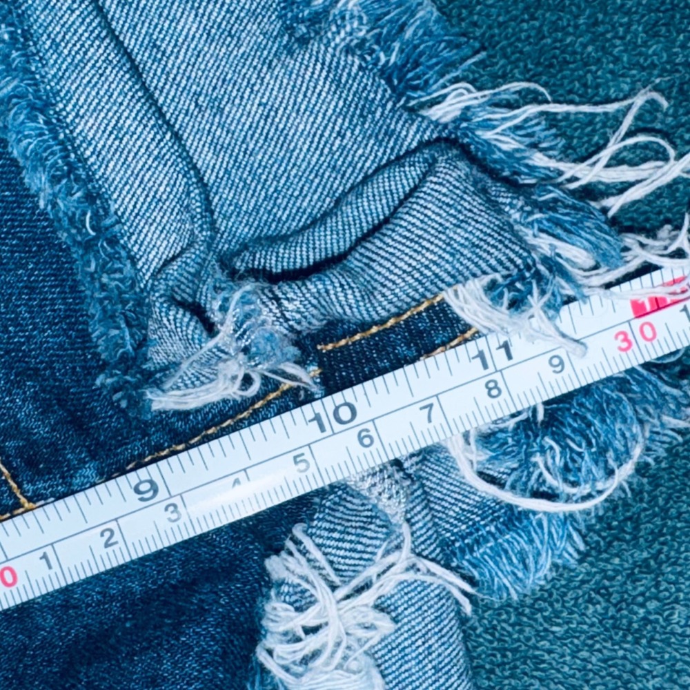 MOTHER Dark Blue Frayed Hem Denim Jean Shorts - Picture 8 of 10